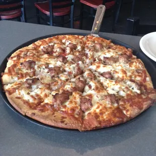 Here is the large "All Meat" pizza. Very delicious!