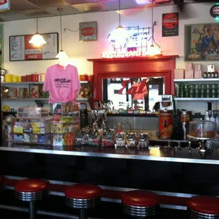 Old style diner with a bar in the back