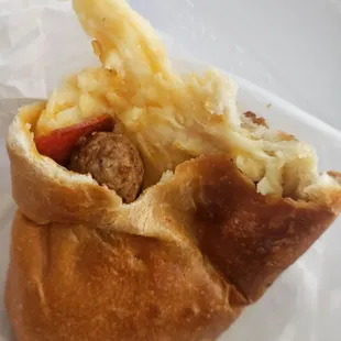 Meatball and sauce pizza bread