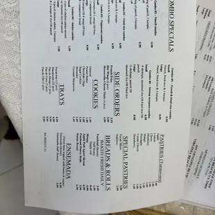 Menu prices updated, June