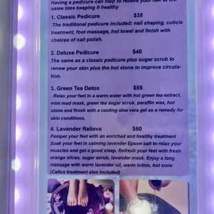 Pedicure menu/pricing (5/23)