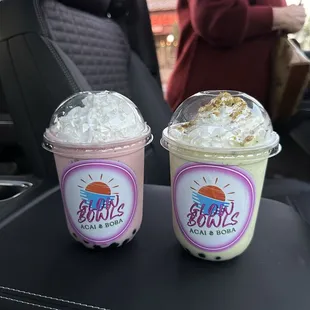 strawberry frappe and pistachio frappe