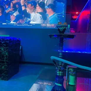 Hookah and the baseball game on the big screen