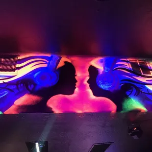 This place really looks amazing at night with the black lights hitting the walls.