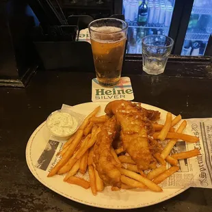 Walleye Fish &amp; Chips And Heineken Silver
