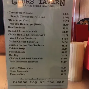 Table menu side 2