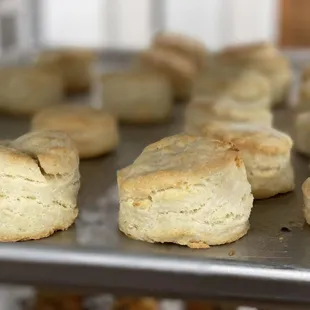 ows a tray of biscuits