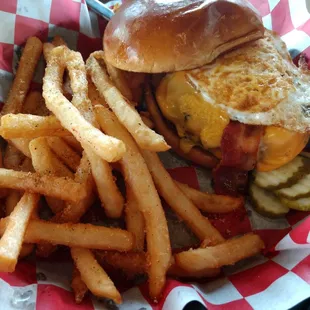 All American burger w/ season fries