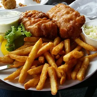 Batter fried haddock and fries