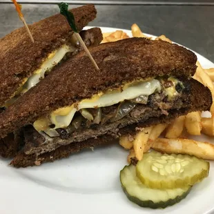 Patty Melt on Rye with Fries