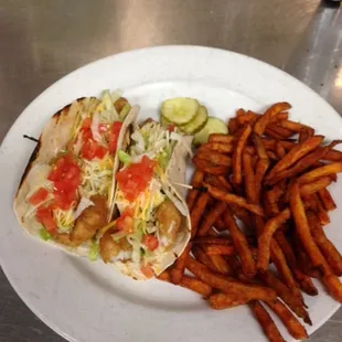 Fish Tacos with Sweet Potato Fries