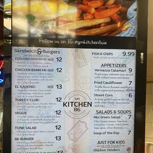 The menu