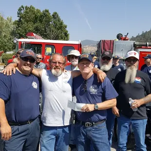 Mitch donating $5373.69 from Next Firefighter up Fundraiser hosted by G'ma and Pappas  Lady Bikers of California, american legion &amp; Onug