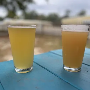 two glasses of beer