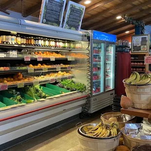 a produce section in a grocery store