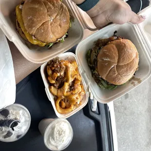 Milkshake, loaded fries burger