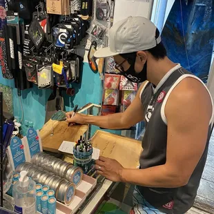 Christian Bendo signing his creation for me!