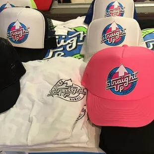 In stock at Gnarwall! Straight Up hats, tanks, and shirts.