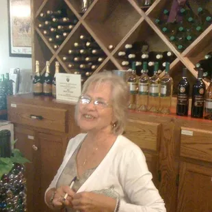 Sharon at the tasting room