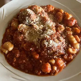 Gnocchi and meatballs