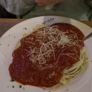 Spaghetti marinara with meat balls.... Meant to ask for meat sauce but the BF forgot. He still enjoyed it