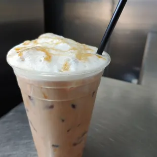 Iced caramel latte