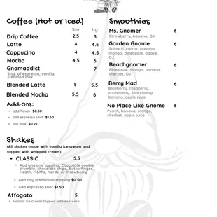 Here is our menu