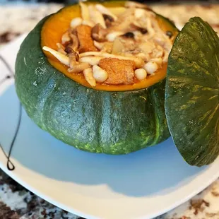 Mixed mushrooms in Japanese pumpkin