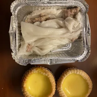 Beef rice crepe and egg tarts