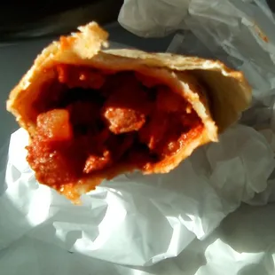 Go Burger&apos;s red Chile meat Burrito. Good burrito at a great price.
