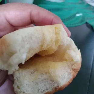 The bottom is where the bite marks are. I tried to show where the teeth met on the pinched bun.