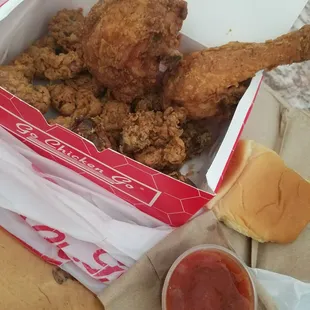 1/2 Mixed of chicken gizzards and livers and a leg and thigh
