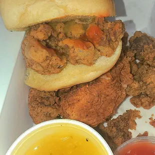 chicken wings and fried chicken, food