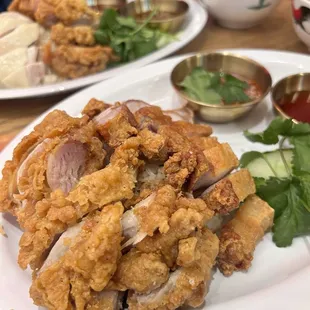 Khao Man Gai Pi Set (Combo) - pork belly and fried chicken