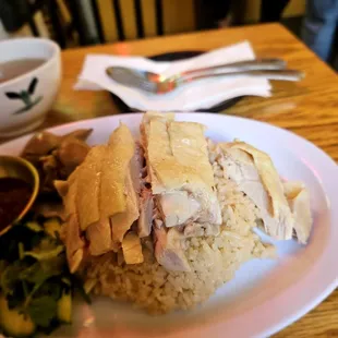 Khao Man Gai (classic.) $14 or rather $16 with the liver. Excellent. Particularly good sauce/rice
