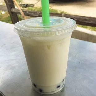 Citron Green Milk Tea With Boba.