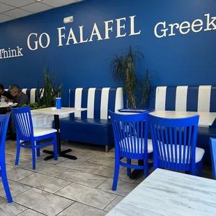 Bright and clean inside. Small, shaded, patio eating outside.