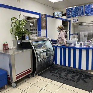 Inside order counter and pastries.  Yum!