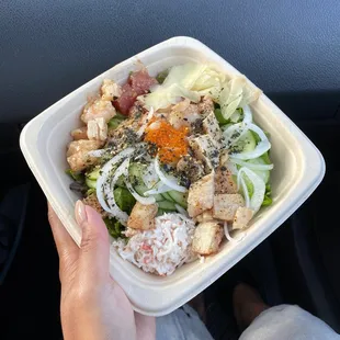 Very small bowl of poke for $13. Barely any protein.