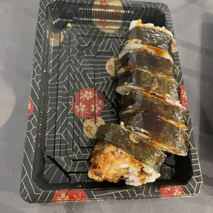 Spider roll to go came without wasabi, ginger, soy sauce. Crab tasted stale.