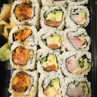 Sweet Potato Maki, Salmon Avocado Maki, Spicy Yellowtail Maki