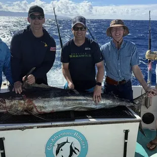 This was a group effort to landing this punky marlin