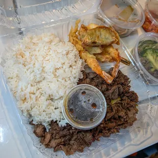 2 item combo, shrimp &amp; bulgogi $17 (good)