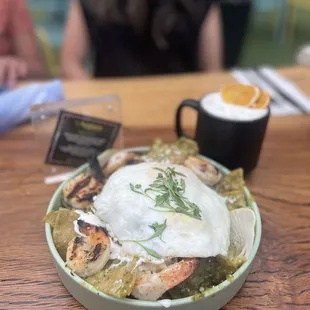 Chilaquiles with shrimp