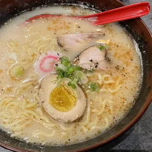 Tonkatsu Ramen had a flavorful broth that needed a bit more than just two small cuts of thick meat