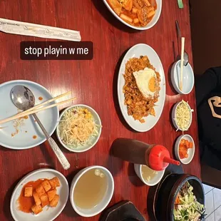 a variety of food on a table