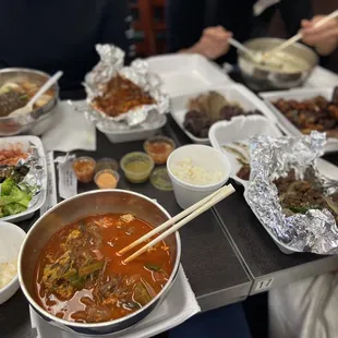 a table full of food