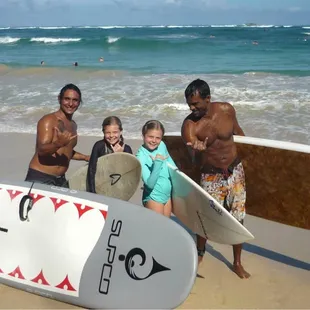After a fun and successful first surf lesson!