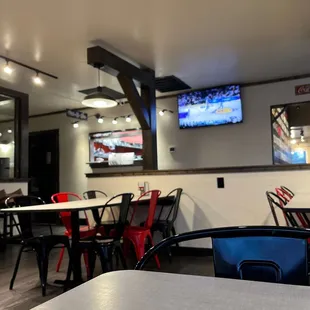 tables and chairs in a restaurant