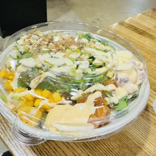 Salmon and tuna Poke Bowl with 2 Scoops of Protein